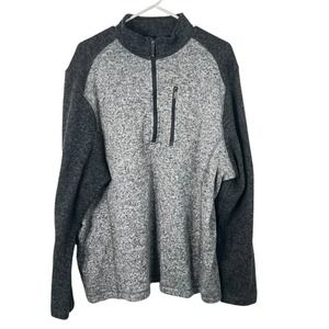 Woolrich Gray Fleece‎ Mens 2XL Pullover Sweater Qtr Zip Warm Preppy Winter